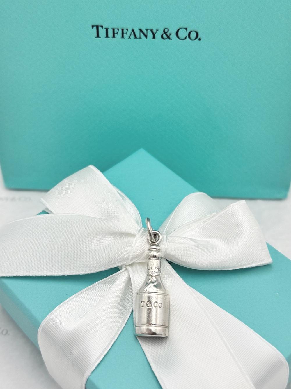 Tiffany & Co. 1837 Champagne Bottle Charm Pendant Sterling Silver 925 Gift Box